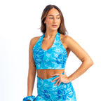 Aqua Manta Ray V-Neck Halter Top