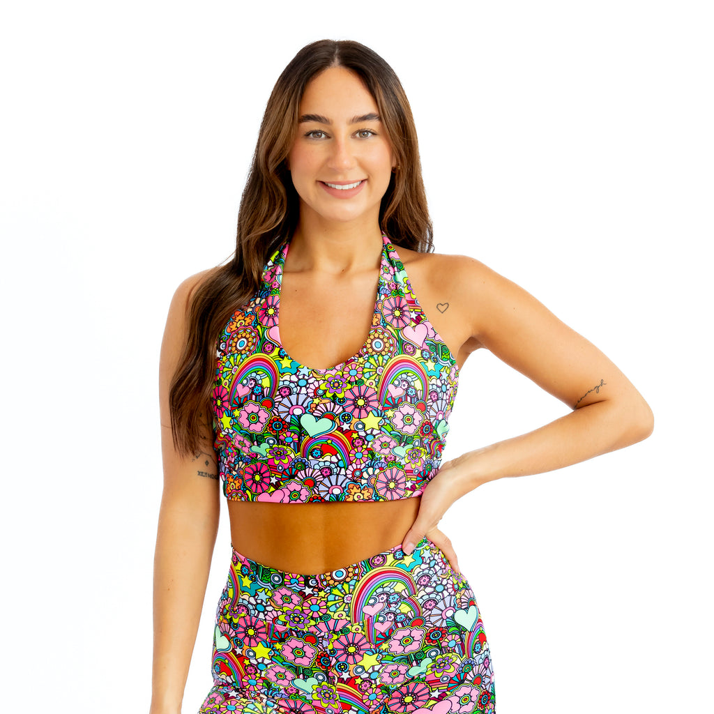Blooming Bright V-Neck Halter Top