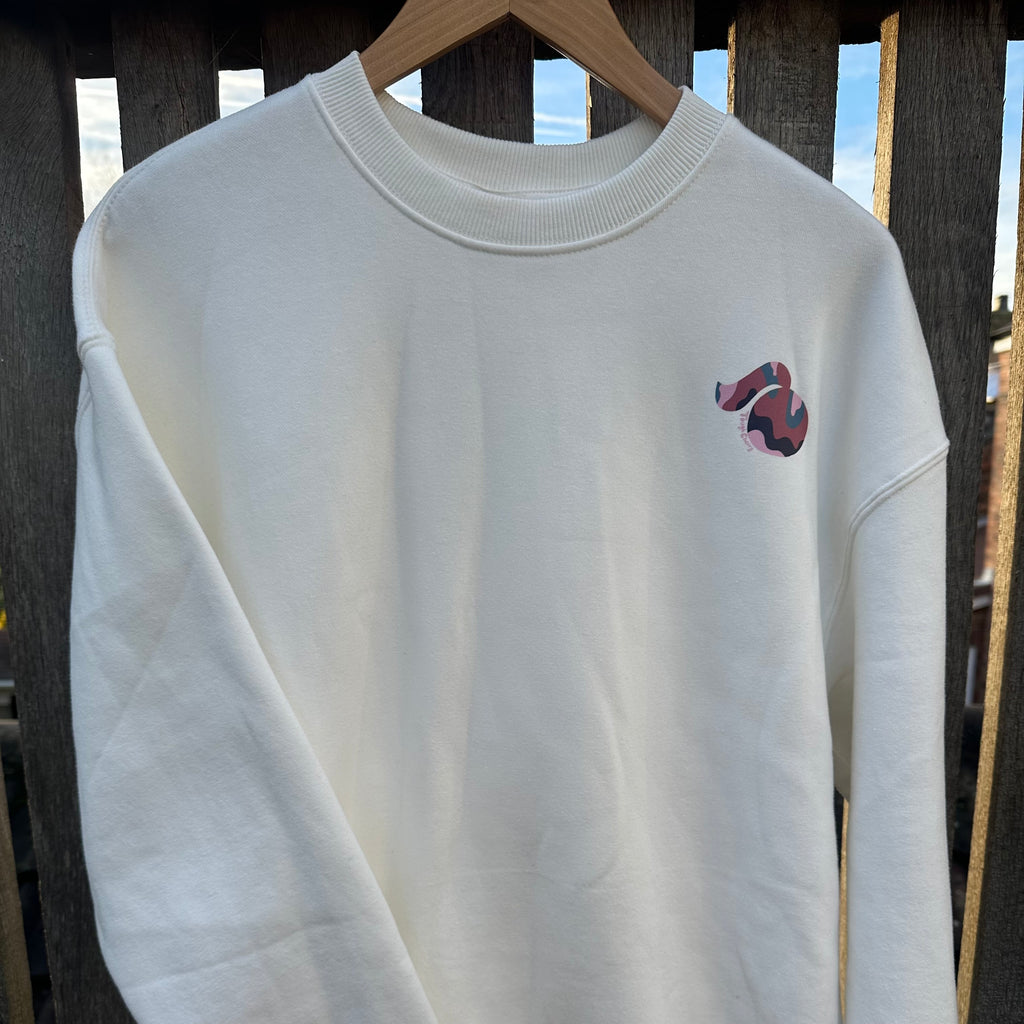 Sample Sale- Camo Heart White Sweatshirt, Medium