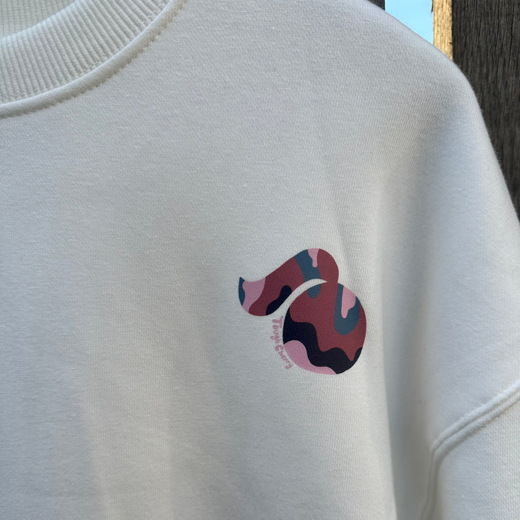 Sample Sale- Camo Heart White Sweatshirt, Medium