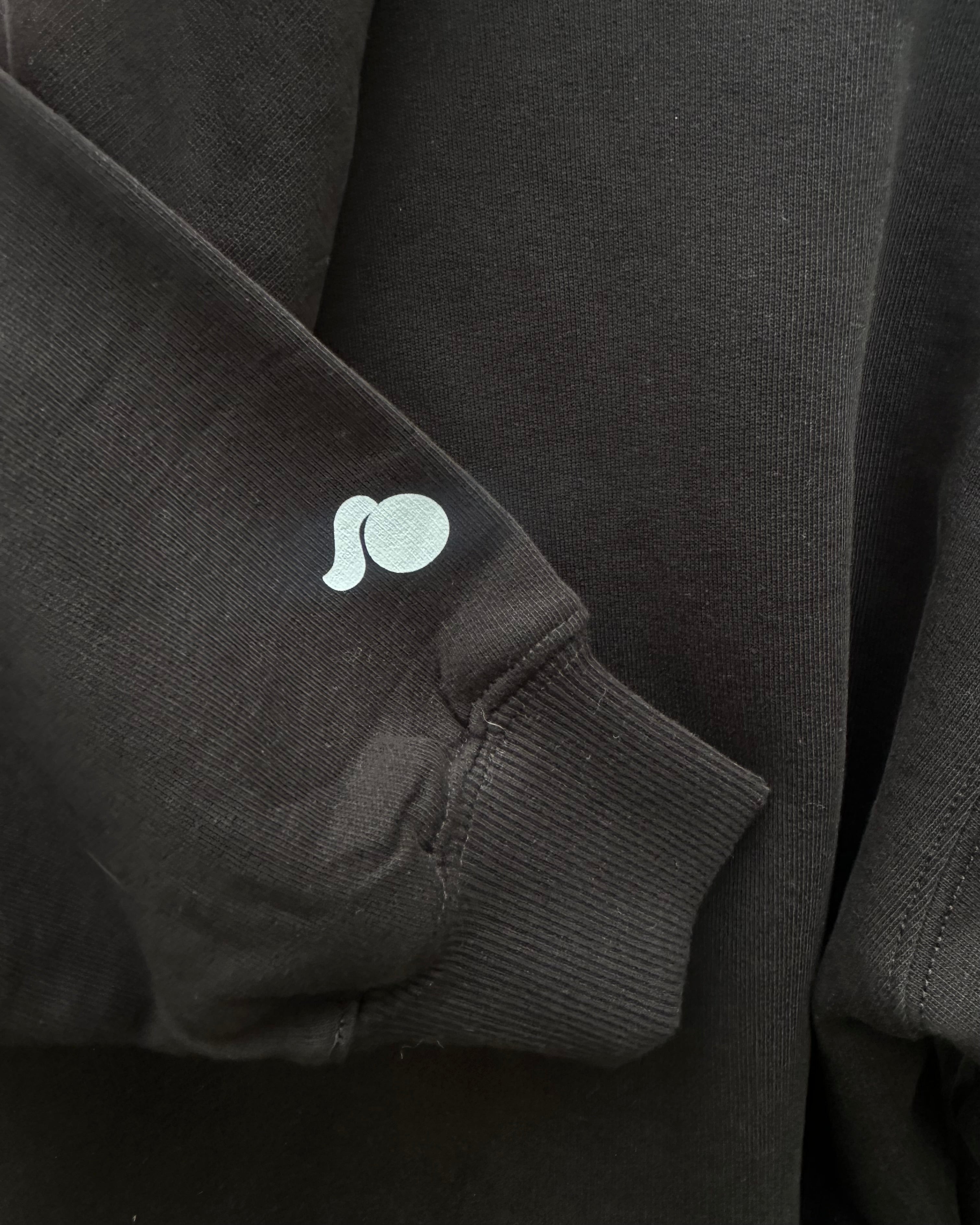 Sample Sale- Super Heavy Black Logo Hoodie Medium