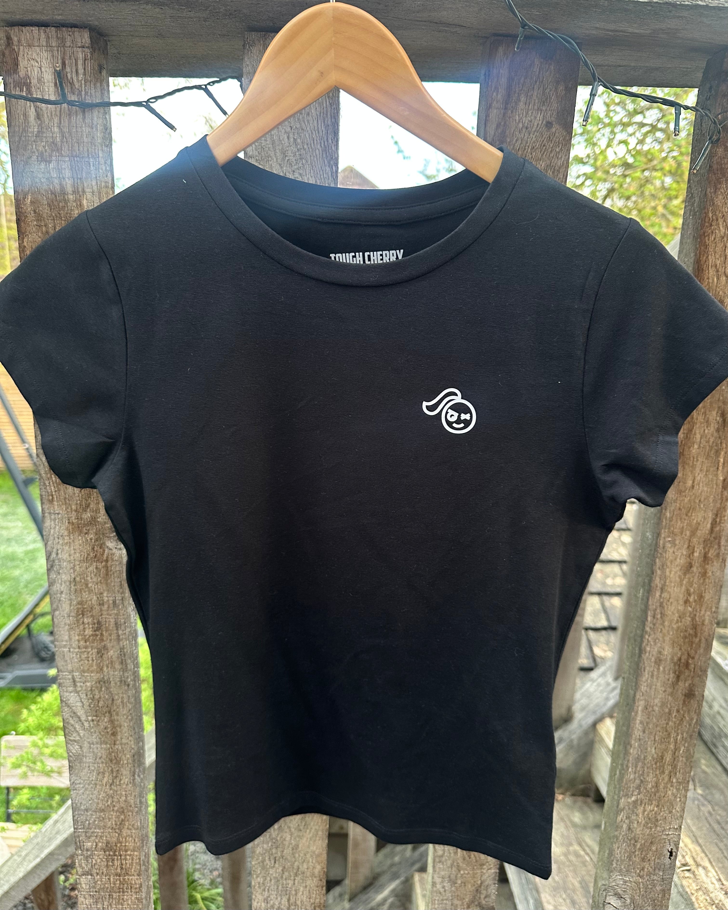 Sample Sale- Black Simple Logo Baby Tee Medium