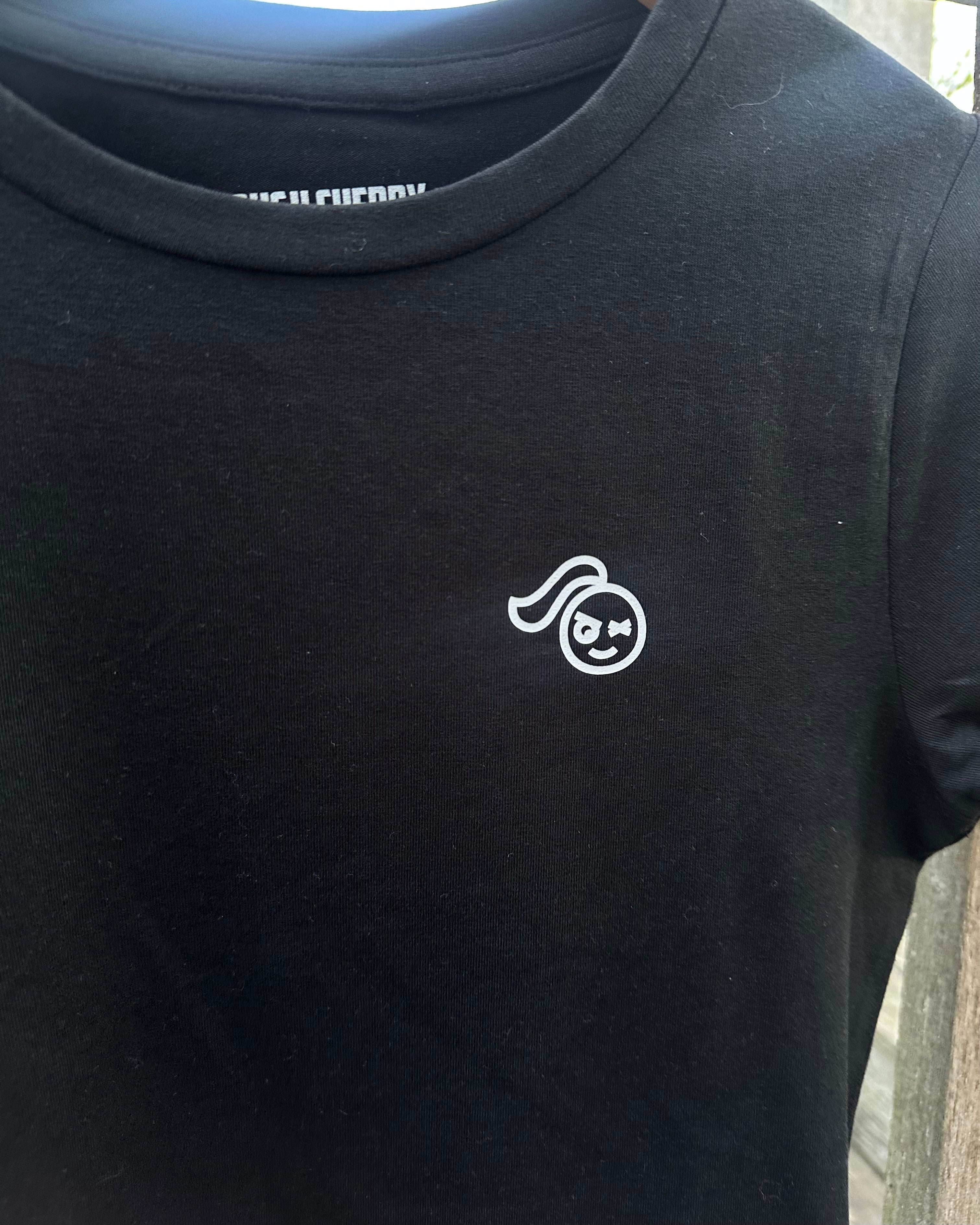 Sample Sale- Black Simple Logo Baby Tee Medium