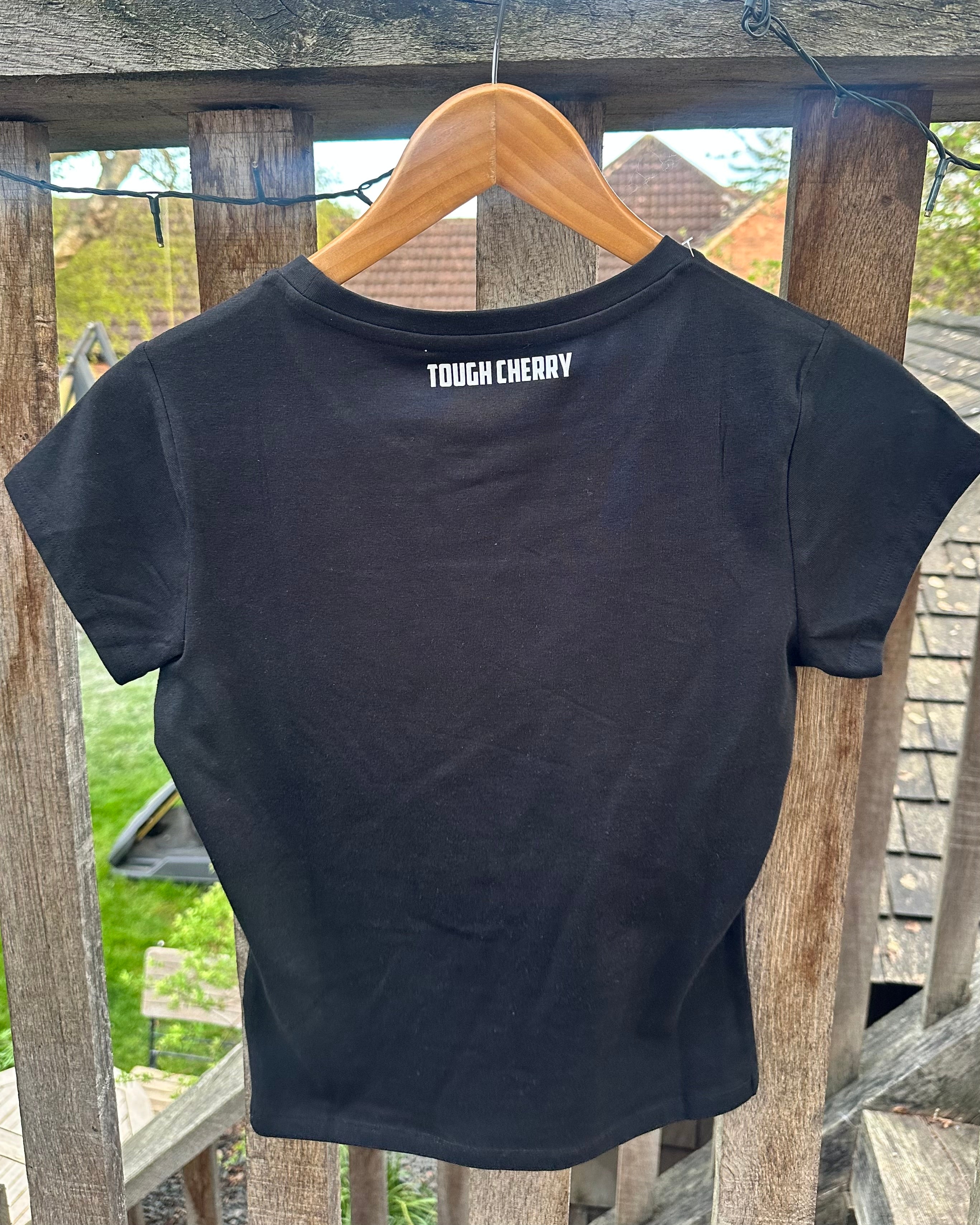 Sample Sale- Black Simple Logo Baby Tee Medium
