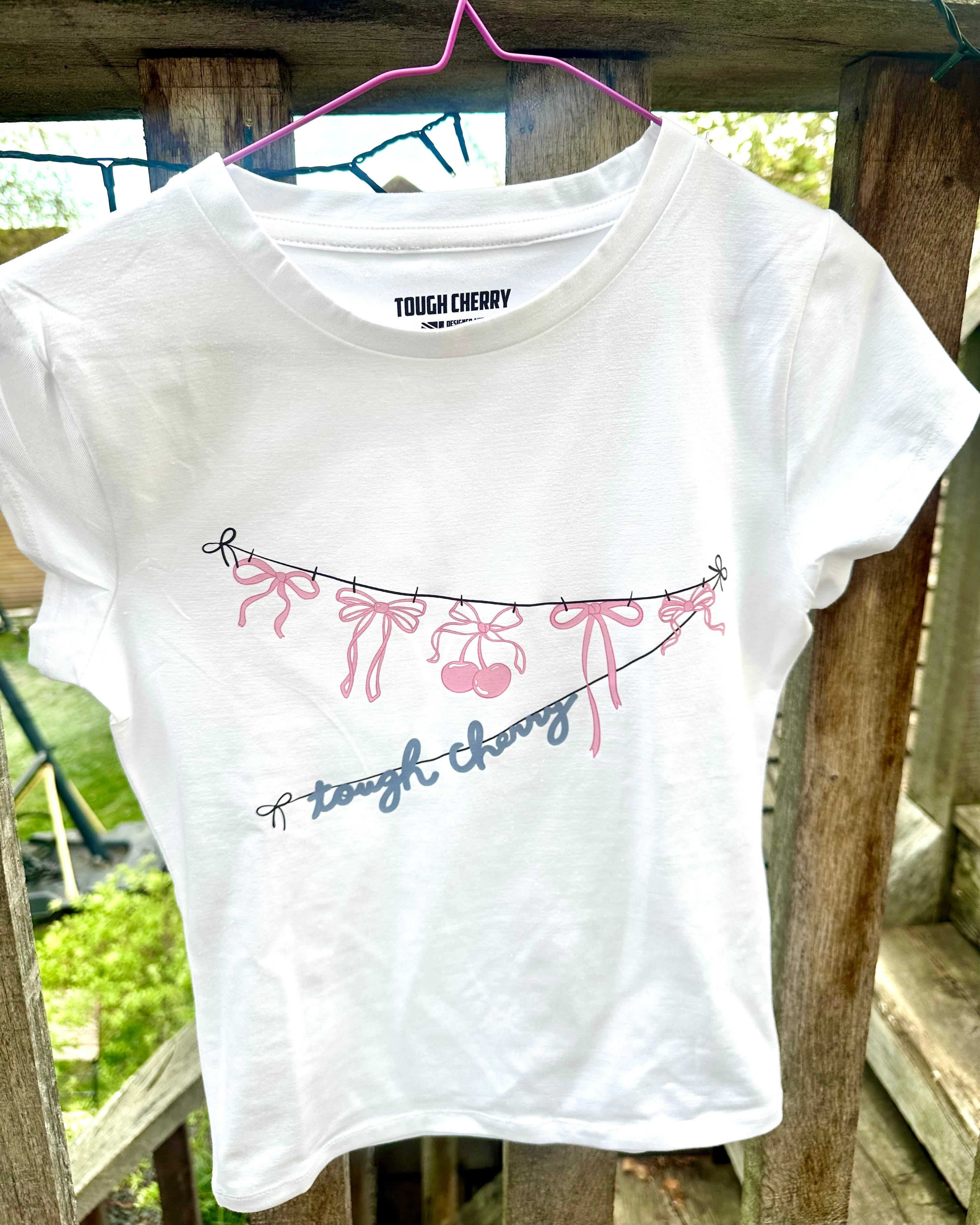 Sample Sale- White Bow Baby Tee Medium