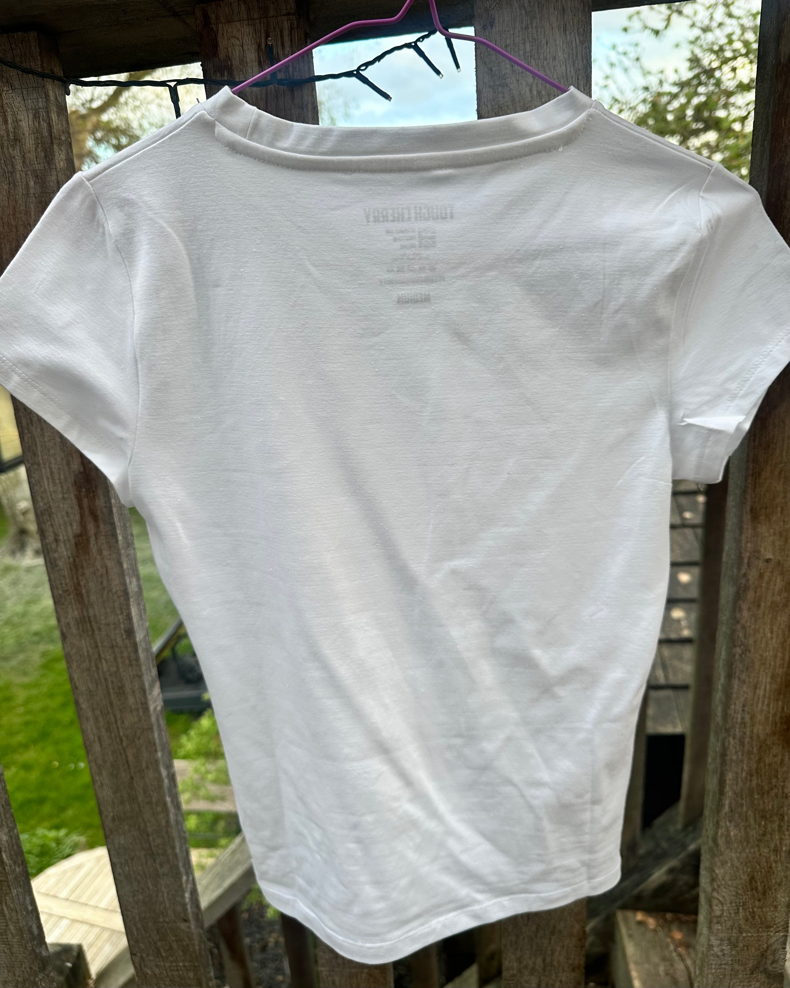 Sample Sale- White Bow Baby Tee Medium