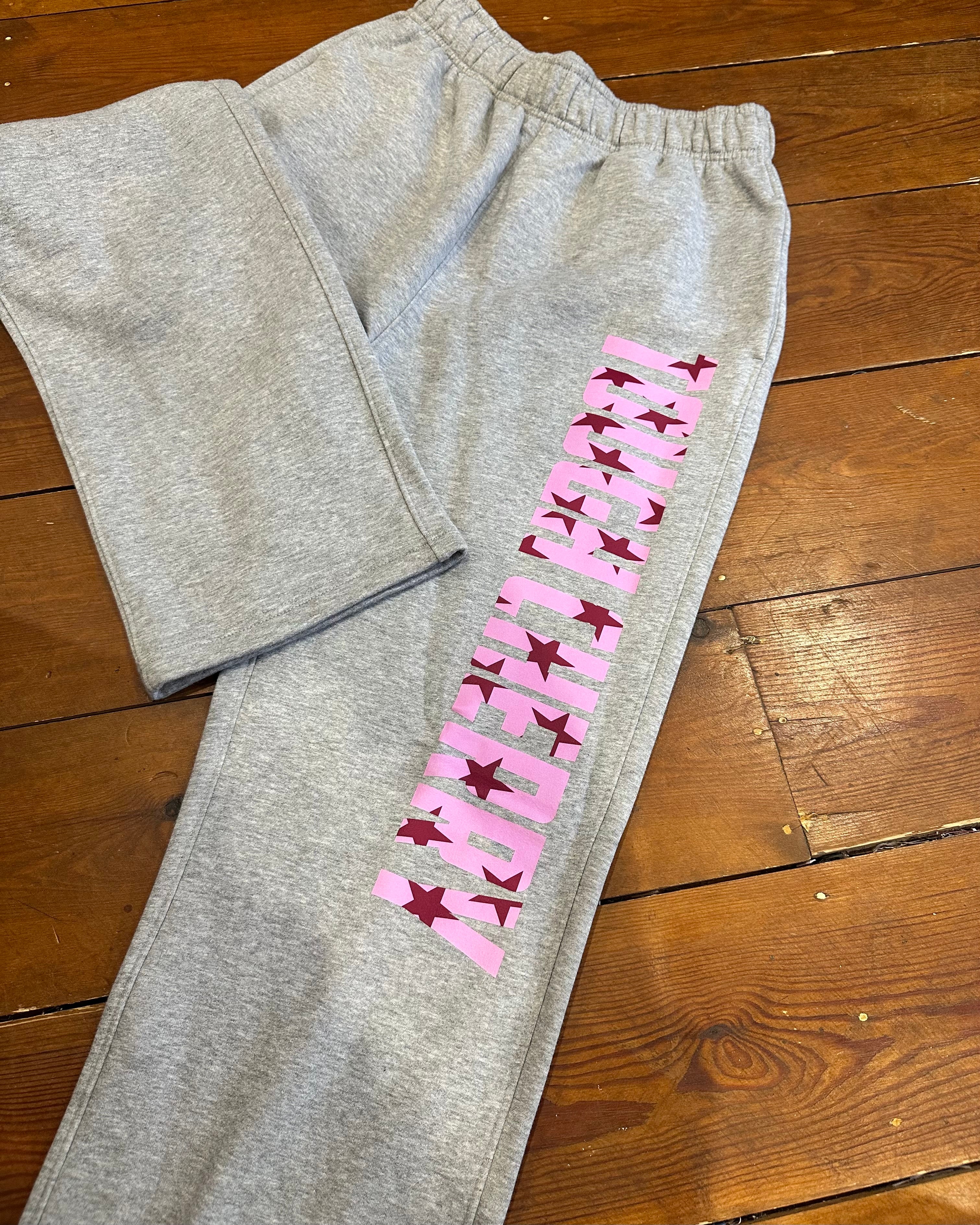 Sample Sale- Tough Cherry Stars Wide Leg Joggers Small