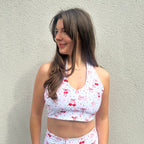 Cherries and Cherubs V-Neck Halter Top