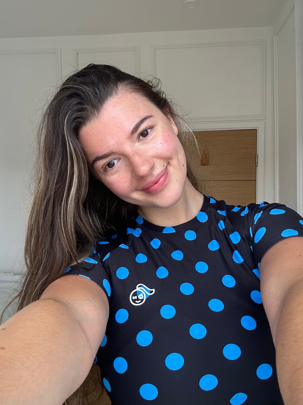 Cobalt Polka Dot TOUGHEST Short Sleeve Rash Guard