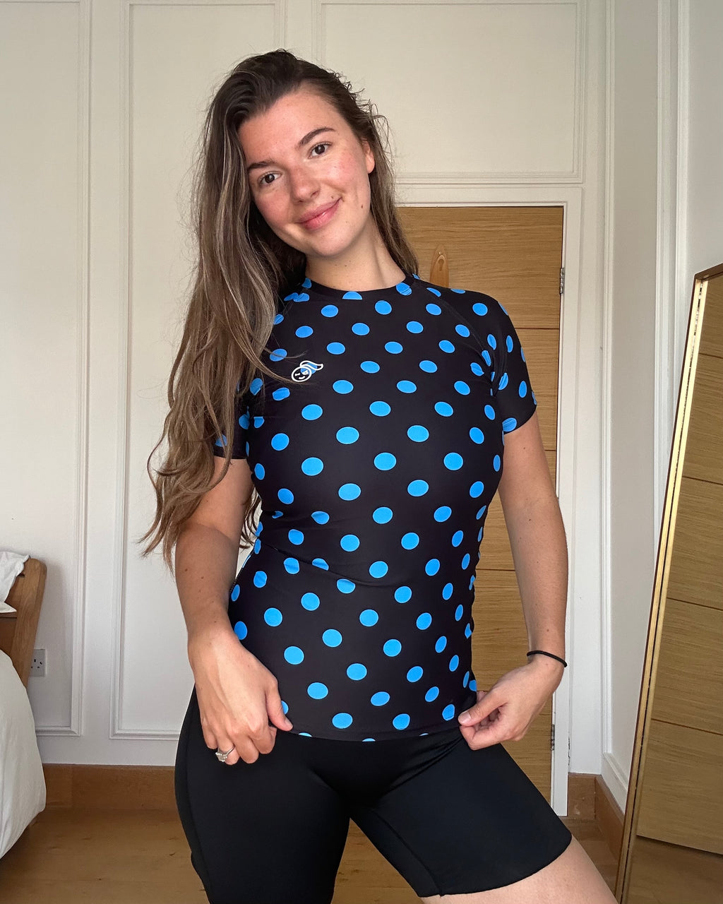 Cobalt Polka Dot TOUGHEST Short Sleeve Rash Guard