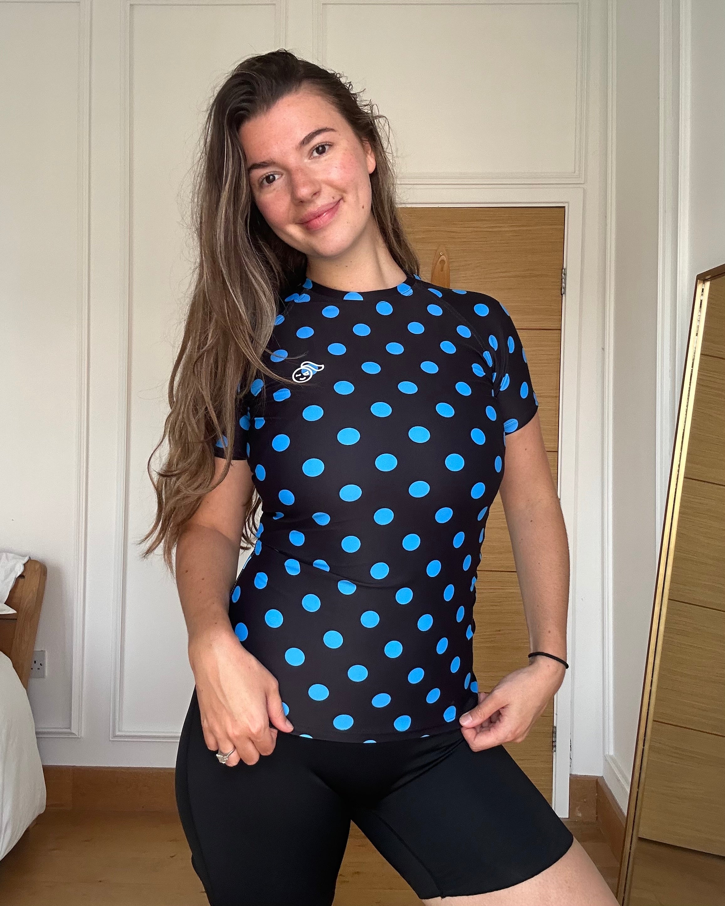 Cobalt Polka Dot TOUGHEST Short Sleeve Rash Guard
