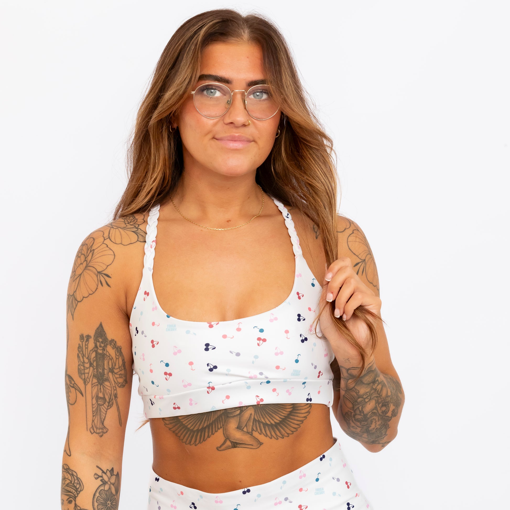 Autumn Cherries Braided Sports Bra