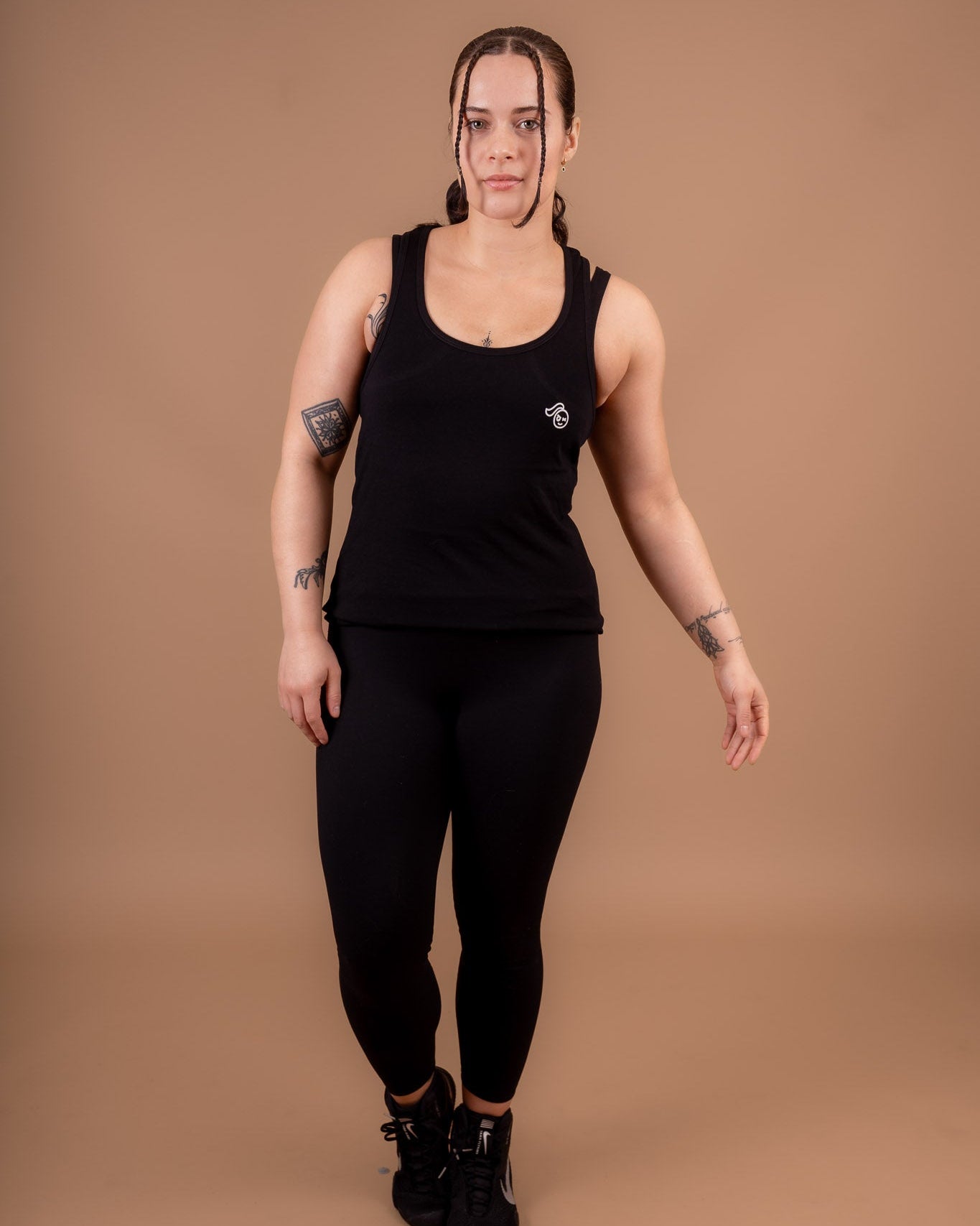 Black 100% Cotton Racer Vest Top