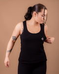 Black 100% Cotton Racer Vest Top