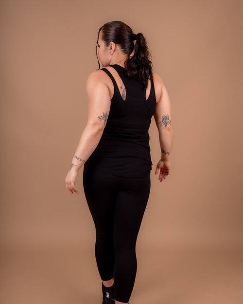 Black 100% Cotton Racer Vest Top