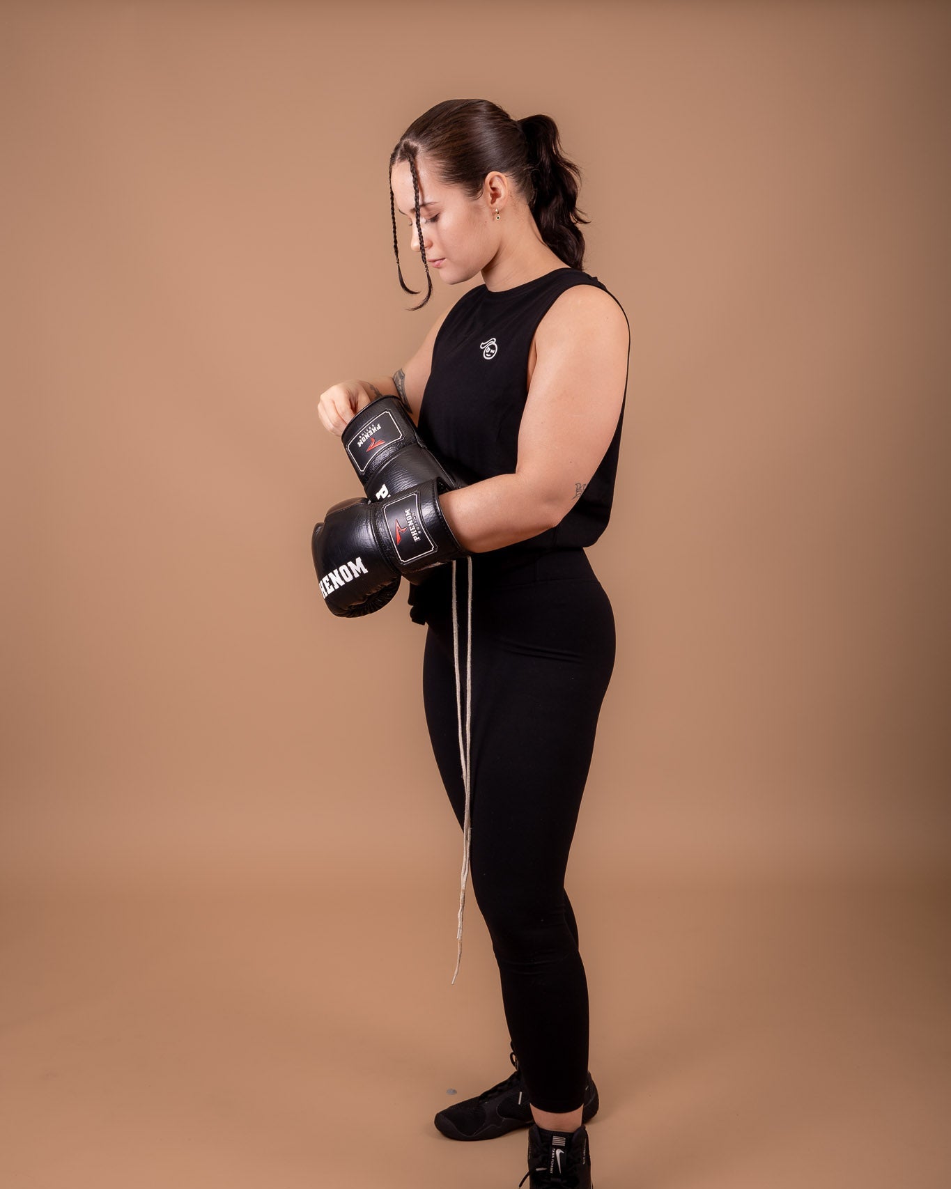 Black 100% Cotton High Neck Tank Top