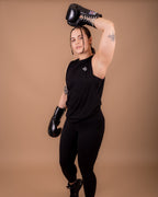 Black 100% Cotton High Neck Tank Top