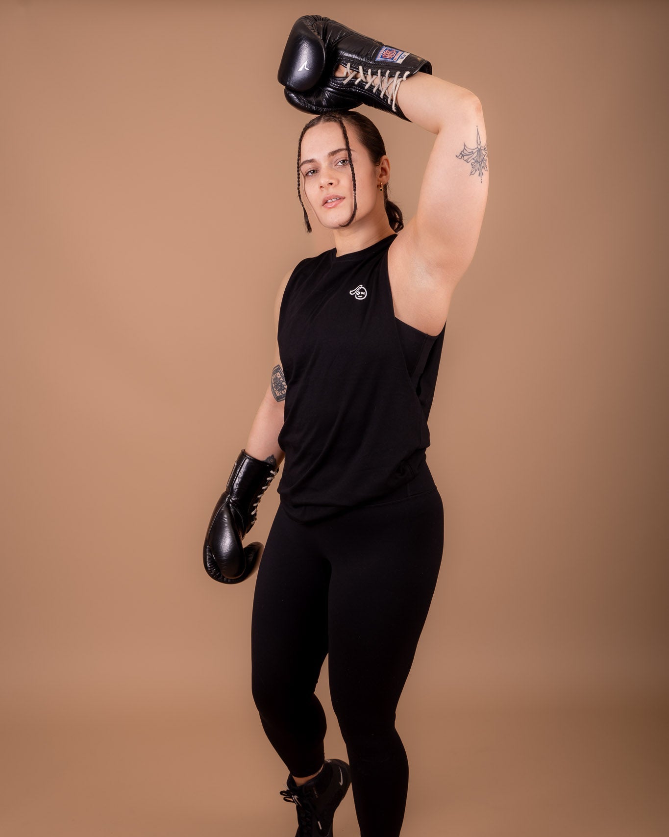 Black 100% Cotton High Neck Tank Top