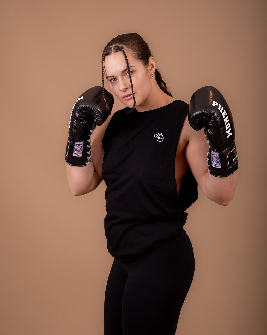 Black 100% Cotton High Neck Tank Top