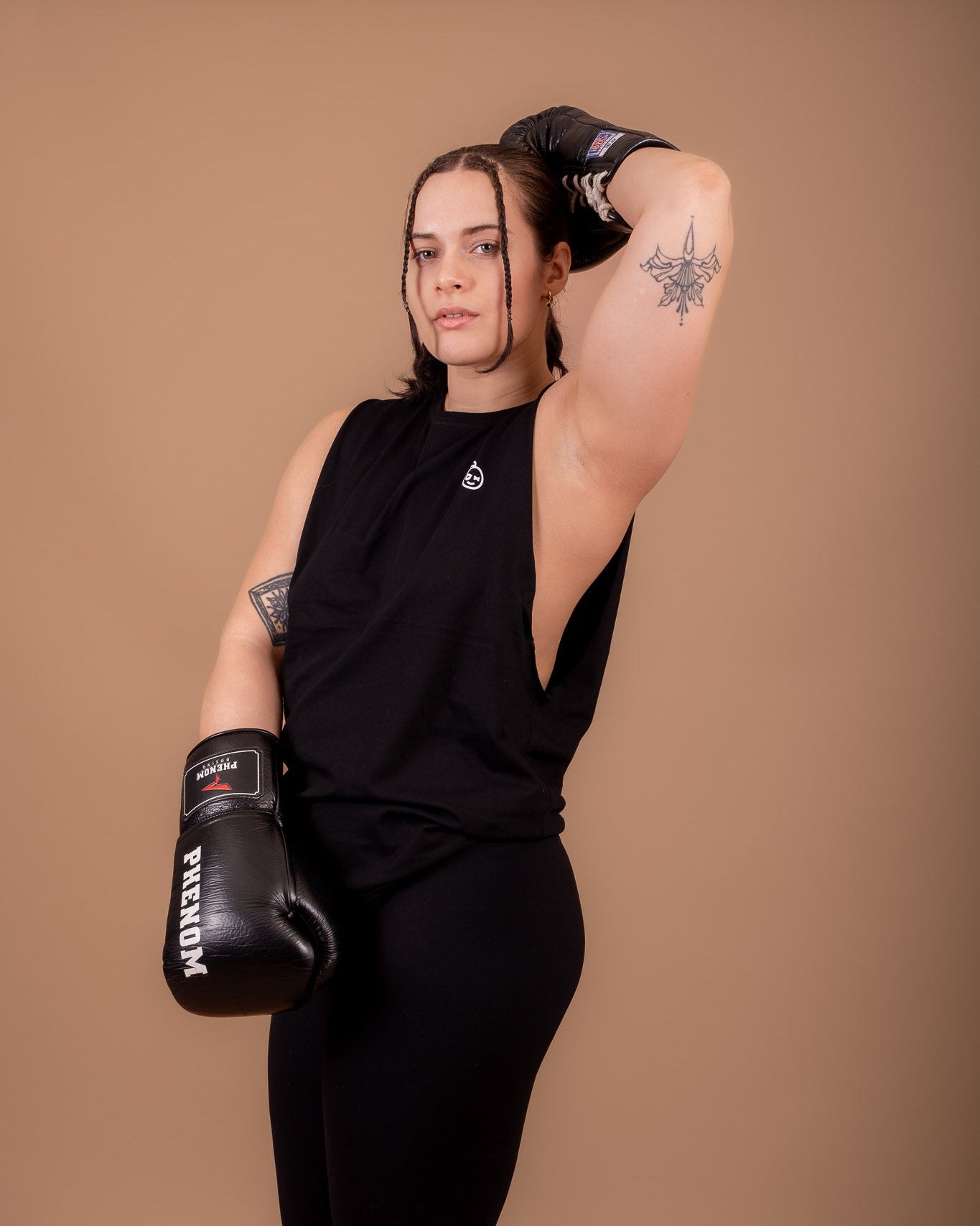 Black 100% Cotton High Neck Tank Top