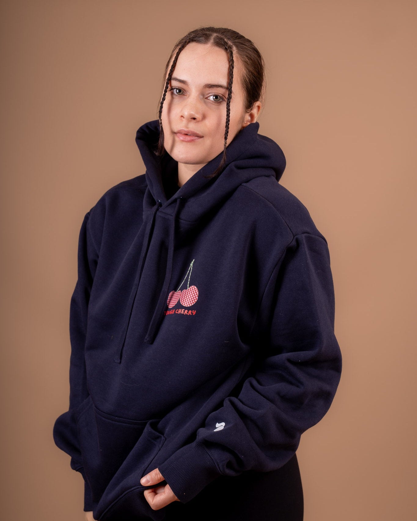 Gingham Cherries Navy Hoodie