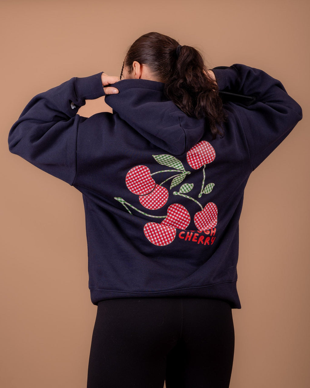 Gingham Cherries Navy Hoodie