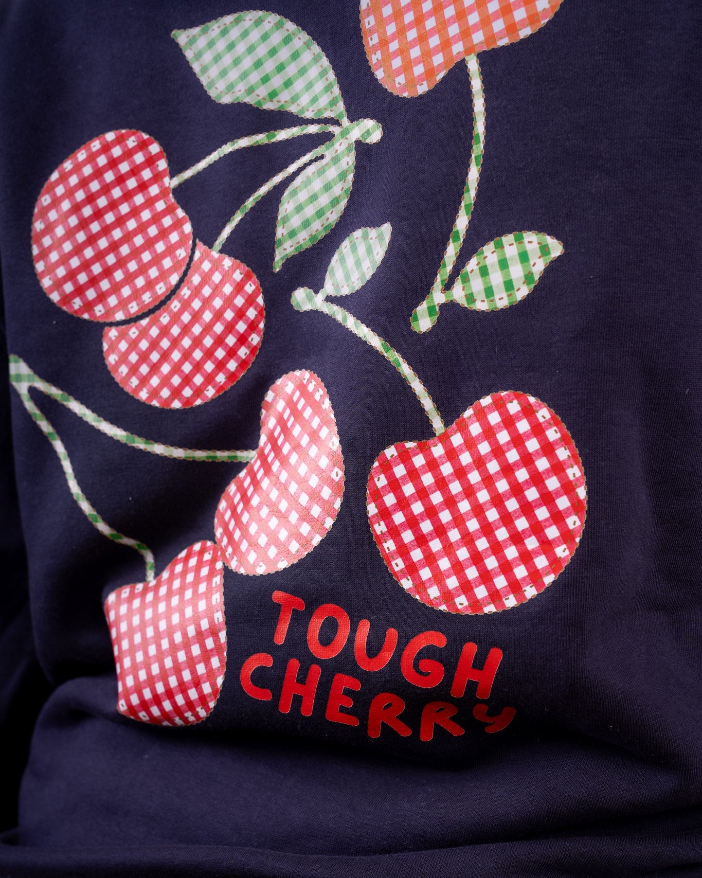 Gingham Cherries Navy Hoodie