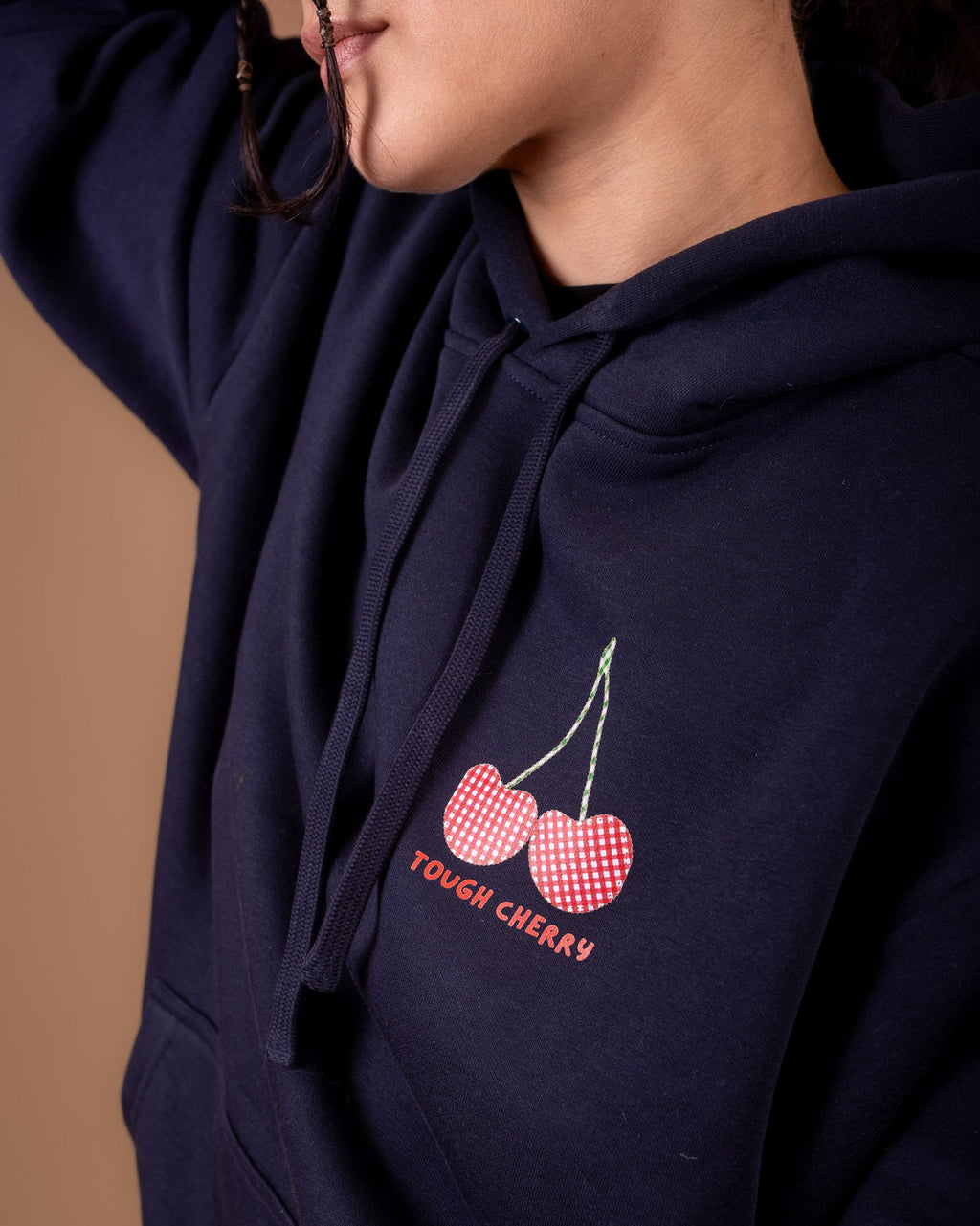 Gingham Cherries Navy Hoodie