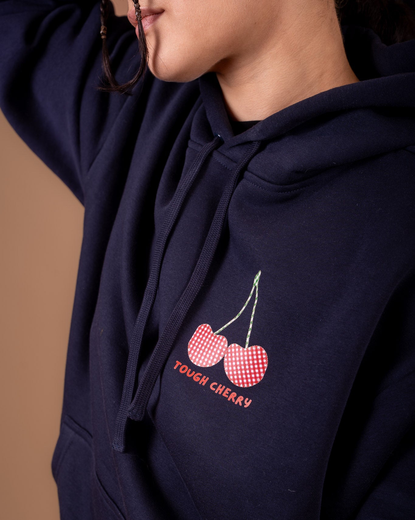 Gingham Cherries Navy Hoodie
