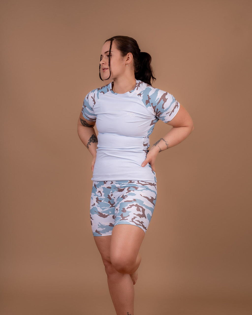 Baby Blue Camo Fusion Short Sleeve Rashie