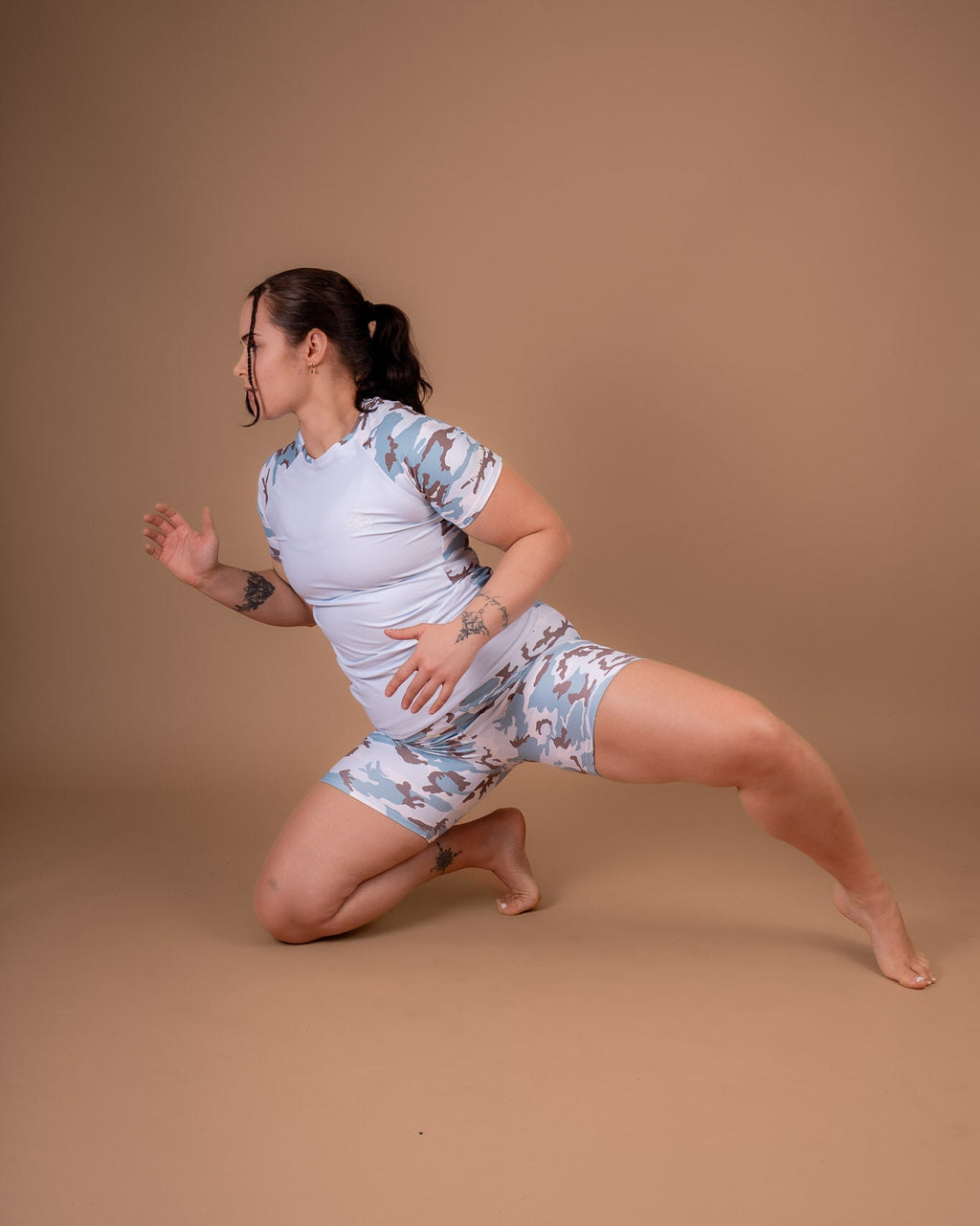 Baby Blue Camo Fusion Short Sleeve Rashie