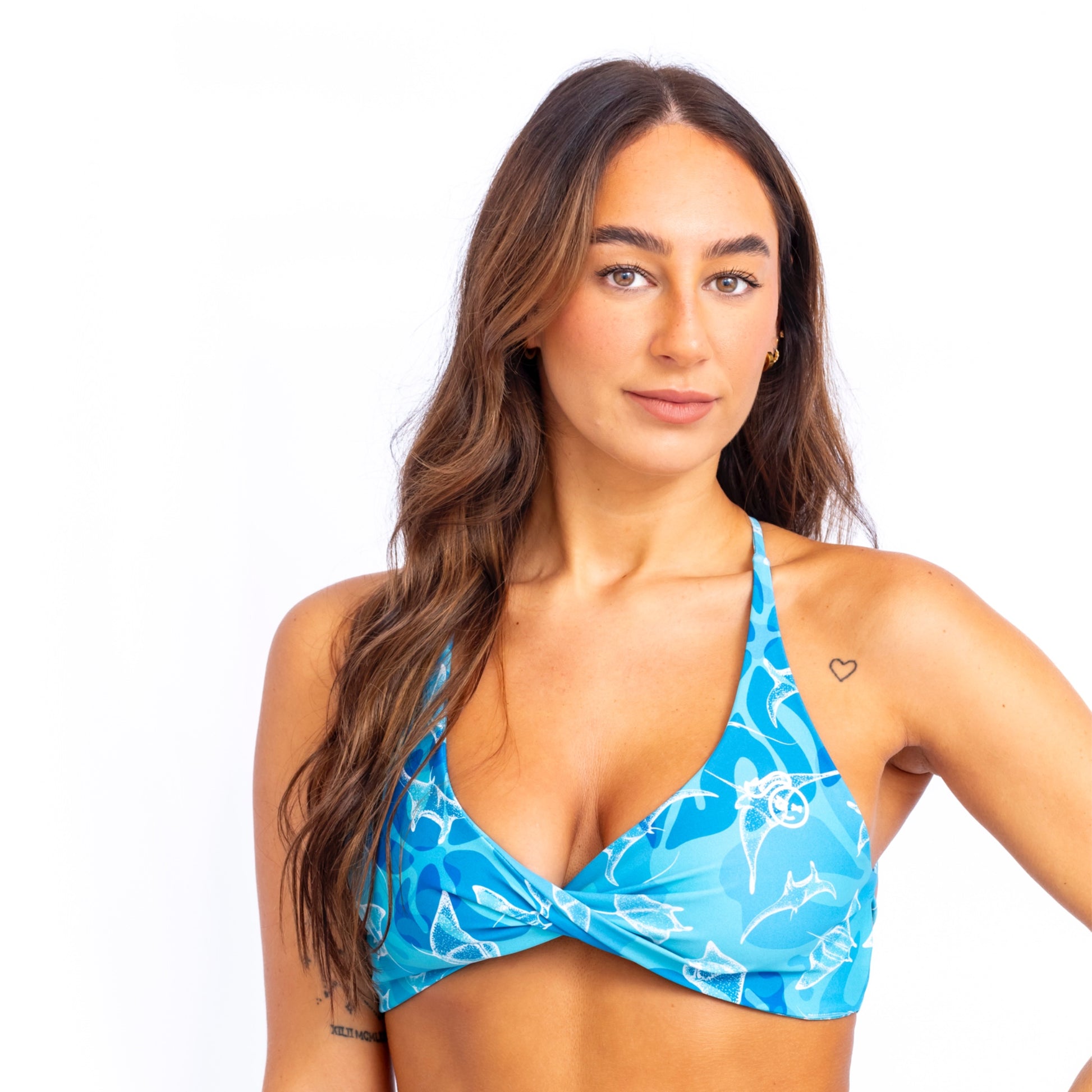 Aqua Manta Ray Twisted Sports Bra