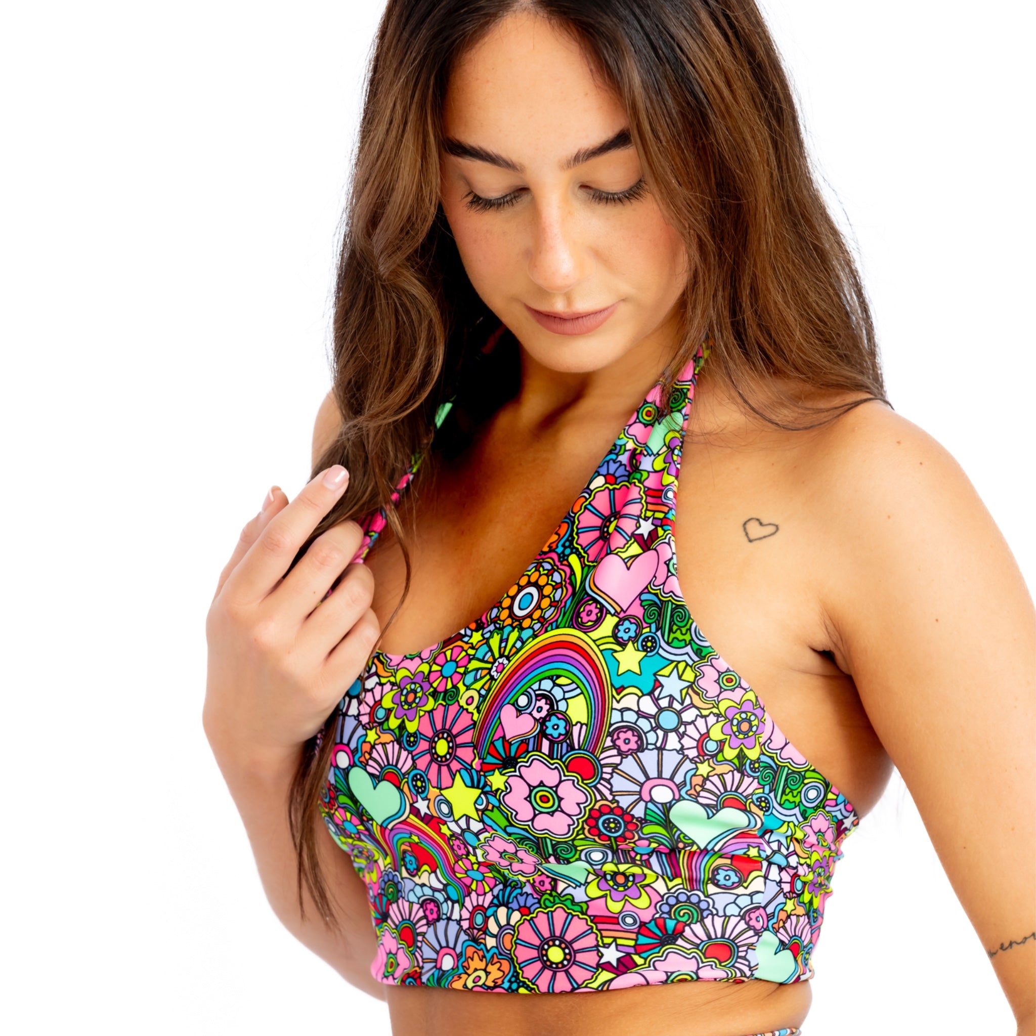 Blooming Bright V-Neck Halter Top