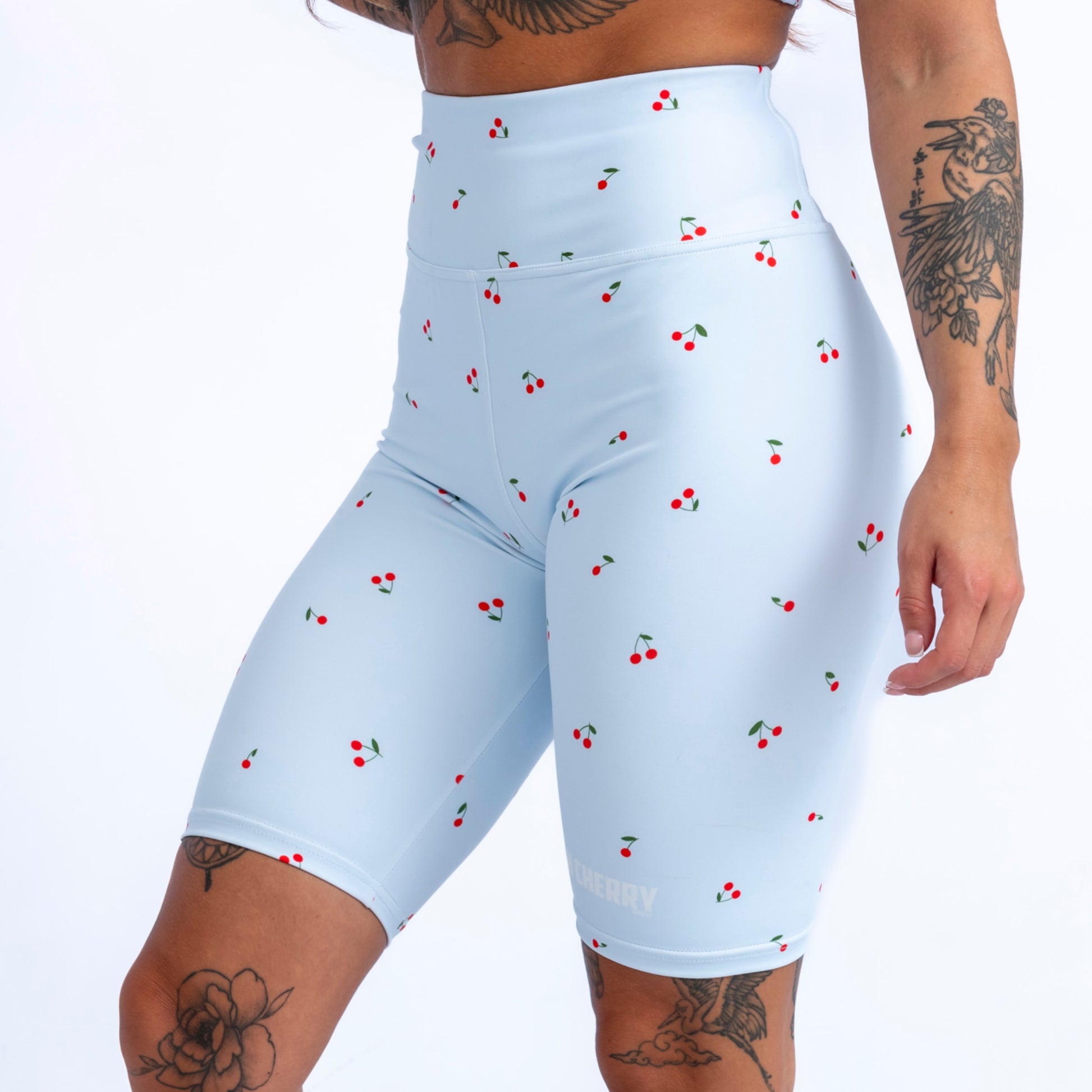 Sweet Cherry Contact Shorts- Powder Blue